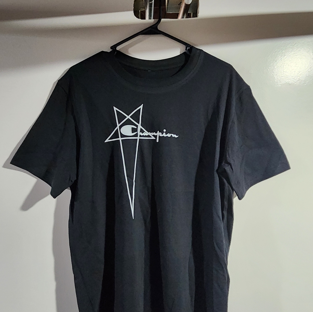 Rick Owens x Champion Mens Large Black Short Sleeve Tee
